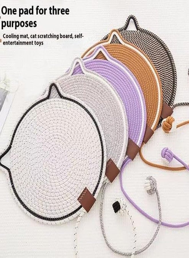 Dangfly Cotton Thread Cat Mat, Hand Woven Cartoon Cat Scratch Pad with Catnip Ball Comfortable Cotton Thread Mat Cat Claw Sharpening Pad for Cats Kittens (Pack of -1 Multicolors) - Image 2
